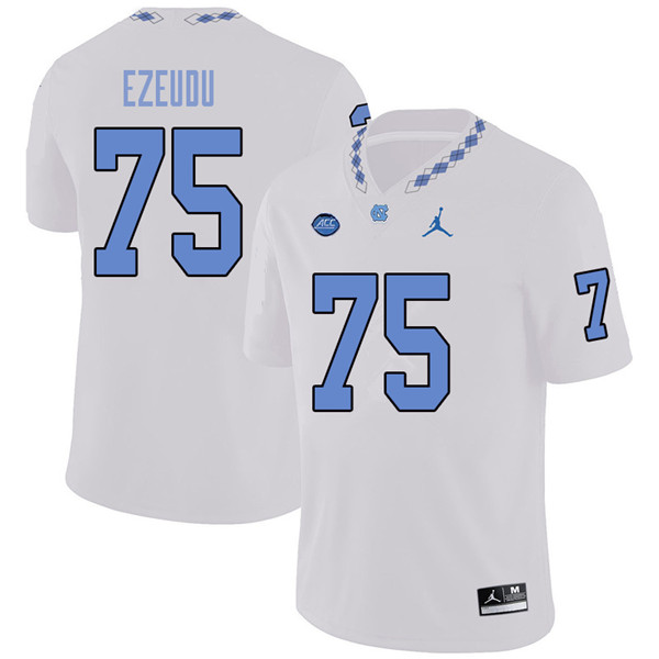 Jordan Brand Men #75 Joshua Ezeudu North Carolina Tar Heels College Football Jerseys Sale-White